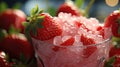 Strawberry creamy drink cocktail with cream in a glass and strawberries