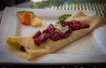 Strawberry Crepe garnished with Mint Royalty Free Stock Photo