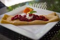 Strawberry Crepe garnished with Mint