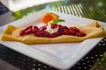 Strawberry Crepe garnished with Mint