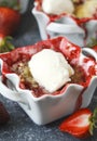 Strawberry crumble in bowl