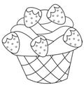 Strawberry cupcake coloring page