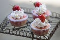 Strawberry cupcake on display