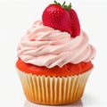 Strawberry cupcake with fresh strawberry muffin