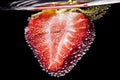 Strawberry cut in half like Heart shape in Lemonad Royalty Free Stock Photo