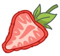 Strawberry cut in half, sweet ripe fruit berry