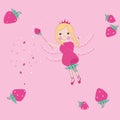 Strawberry cute fairy tale vector