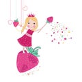 Strawberry cute fairy tale vector