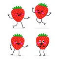 Strawberry. Cute fruit vector character set