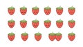 Strawberry cute kawaii mascot. Set kawaii food faces