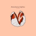 strawberry daifuku, hand draw vector