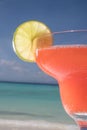 Strawberry Daiquiri cocktail at the beach restaurant Royalty Free Stock Photo