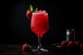 A Strawberry Daiquiri Cocktail, Slush ice alcohol with Strawberries