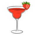 Strawberry Daiquiri Cocktail vector illustration Royalty Free Stock Photo