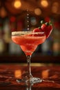 a strawberry daiquiri, with fresh strawberries, rum, lime juice, and simple syrup, blended with ice Royalty Free Stock Photo