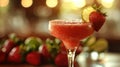 a strawberry daiquiri, with fresh strawberries, rum, lime juice, and simple syrup, blended with ice Royalty Free Stock Photo