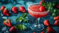 a strawberry daiquiri, with fresh strawberries, rum, lime juice, and simple syrup, blended with ice Royalty Free Stock Photo