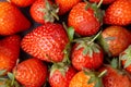 Strawberry on dark background with selective focus and crop fragment