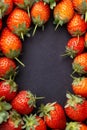 Strawberry on dark background with selective focus and crop fragment Royalty Free Stock Photo