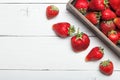 Strawberry delicious dessert, fresh food diet. Copy space for text
