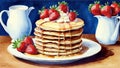 Strawberry Delight Celebrating National Pancake Day with Sweetness.AI Generated