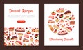 Strawberry Dessert Banner Design with Sweet Creamy Pastry Vector Template