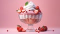 Strawberry dessert, gourmet food, fresh berry, summer ice cream generated by AI