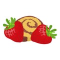 Strawberry dessert icon isometric vector. Strawberry and striped biscuit roll