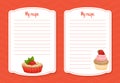 Strawberry Dessert Recipe Card Design with Sweet Creamy Pastry Vector Template