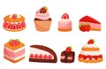 Strawberry Desserts, Bursting With Sweet And Tangy Flavors. Cake, Muffin, Tart Or Cupcake, Creamy Cheesecake