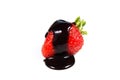 Strawberry dipped in chocolate fondue Royalty Free Stock Photo