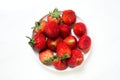 Strawberry dish center on white background Royalty Free Stock Photo