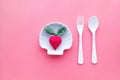 Strawberry on dish with pastel color background. Royalty Free Stock Photo