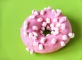 Strawberry donut covered with pink icing