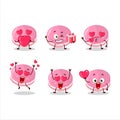 Strawberry dorayaki cartoon character with love cute emoticon