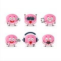 Strawberry dorayaki cartoon character are playing games with various cute emoticons
