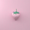 Strawberry with dot white on point pattern pink background. mini