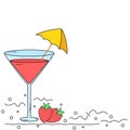 Strawberry drink summer themed doodle banner