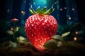 Strawberry Enchanted garden ultra-realistic lamp Photo, Cottagecore simple living