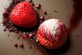 Strawberry fall down in a creamy whipped chocolate generated by ai