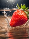 Strawberry falling into water with a splash Royalty Free Stock Photo