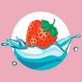 Strawberry falling in water splash Royalty Free Stock Photo