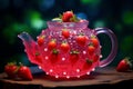 Strawberry fantasy magical fairy teapot Photo, Cottagecore simple living