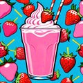 Strawberry flavor cold drink shake ice cream food