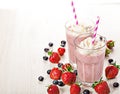 Strawberry fresh milkshake summer drink Royalty Free Stock Photo