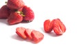 Strawberry fresh ripe sweet berry with sliced, half and whole fr Royalty Free Stock Photo