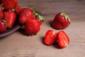 Strawberry fresh ripe sweet berry with sliced, half and whole fr Royalty Free Stock Photo