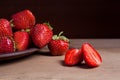 Strawberry fresh ripe sweet berry with sliced, half and whole fr Royalty Free Stock Photo