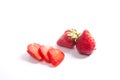 Strawberry fresh ripe sweet berry with sliced, half and whole fr Royalty Free Stock Photo