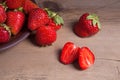 Strawberry fresh ripe sweet berry with sliced, half and whole fr Royalty Free Stock Photo